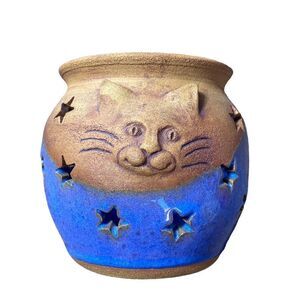 Ceramic cat face and star decorative piece